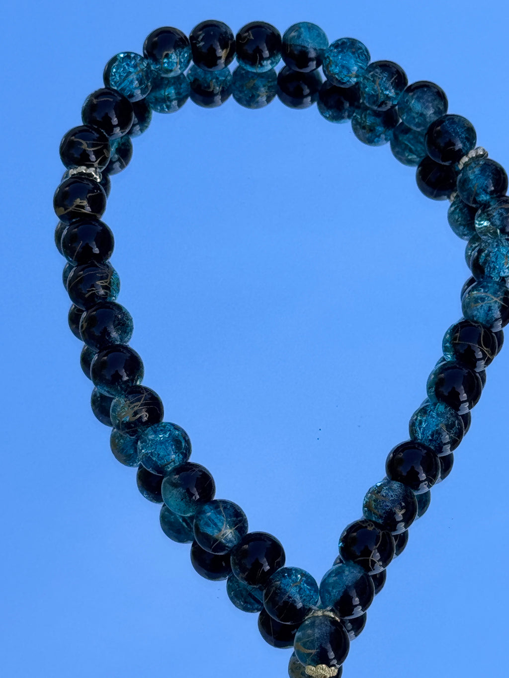 Noor Tesbih in blau-schwarz mit Golddetails
