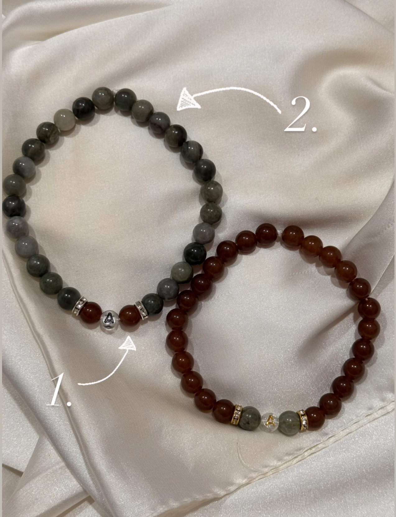 Augenfarben Armband 2er-Set mit Buchstaben